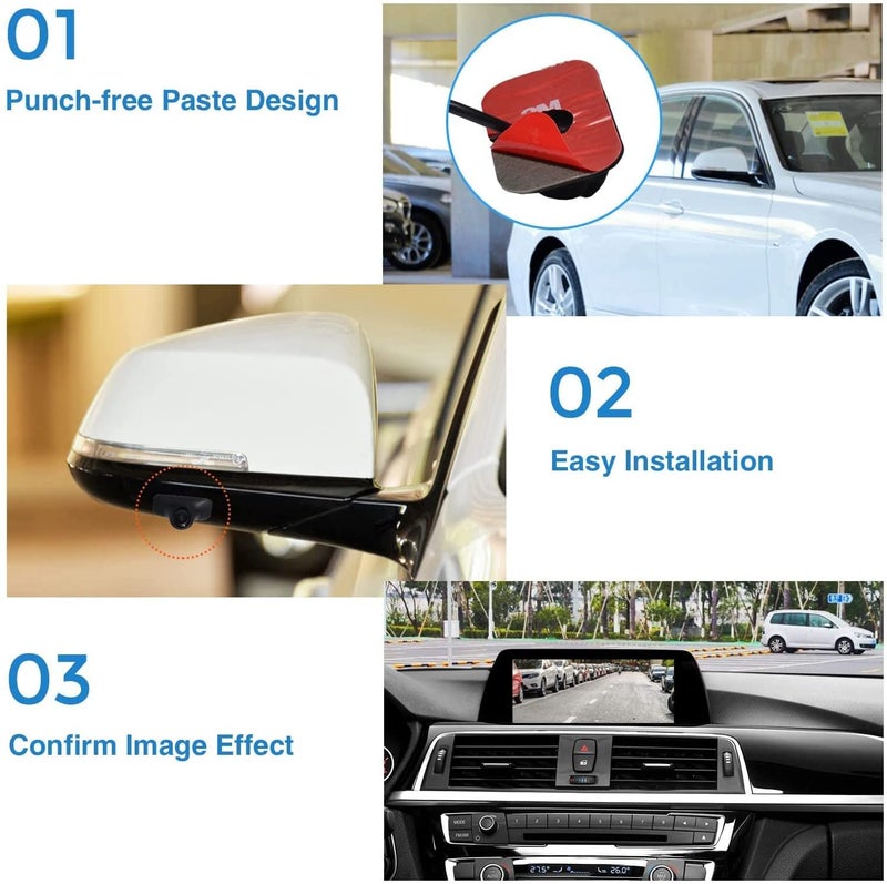PARKVISION Mini Car Side View Camera/Rear View Camera/Front View Camera with Rotatable Lens,Paste Installation,Upside Down Flip Image Function Without Guideline - Image 4